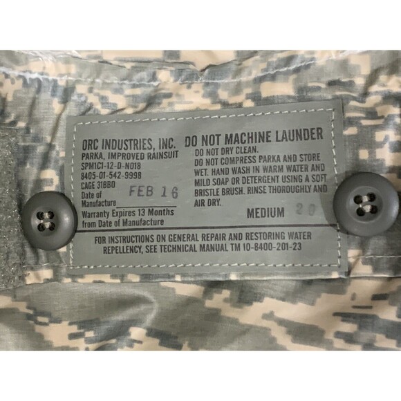 US Military Jacket Mens Medium Green Tiger Stripe Camo USAF Improved Rainsuit - Picture 8 of 10